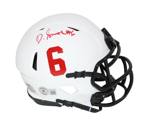 Devonta Smith Autographed Alabama Crimson Tide Lunar Mini Helmet BAS 31680