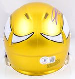 Jordan Addison Autographed Vikings Flash Speed Mini Helmet- Beckett W Hologram