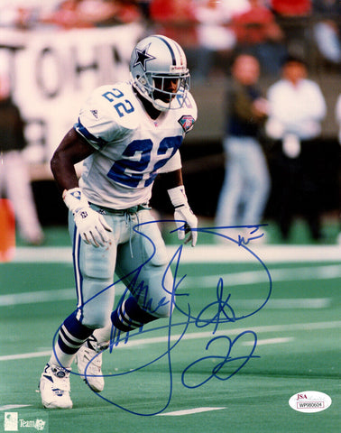 Emmitt Smith Autographed/Signed Dallas Cowboys 8x10 Photo JSA 48312