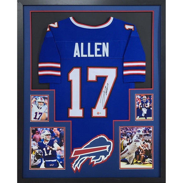 Josh Allen Autographed Signed Framed Buffalo Bills 4P Jersey BECKETT