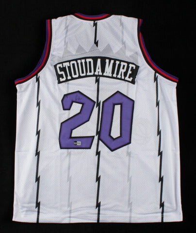 Damon Stoudamire Signed Toronto Raptors Jersey (Beckett COA) 1996 Rookie / Year