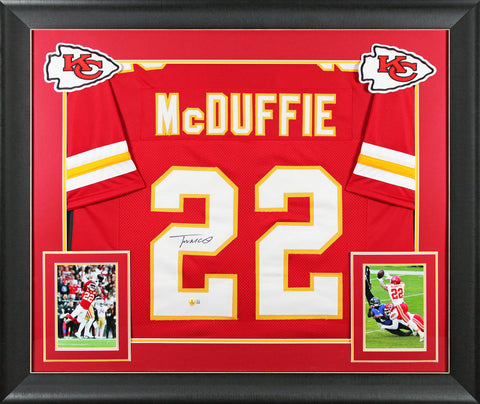 Trent McDuffie Authentic Signed Red Pro Style Framed Jersey Autographed BAS