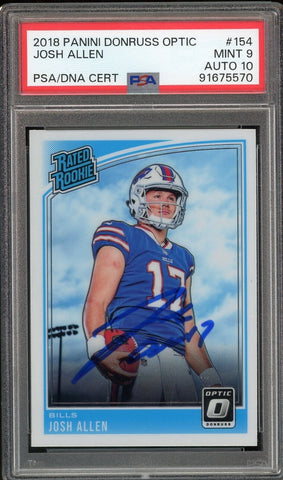 2018 Donruss Optic #154 Josh Allen RC Rookie On Card PSA/DNA 9/10 Auto MINT