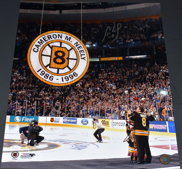 CAM NEELY AUTOGRAPHED BOSTON BRUINS JERSEY RETIREMENT 16x20 PHOTO JSA