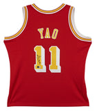 Rockets Yao Ming Signed Red M&N 2004-05 HWC Swingman Jersey BAS Witnessed