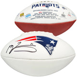 MAC JONES AUTOGRAPHED SIGNED PATRIOTS WHITE LOGO FOOTBALL BECKETT WITNESS 206521