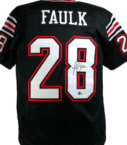 Marshall Faulk Autographed Black College Style Jersey- Beckett W Holo *Black