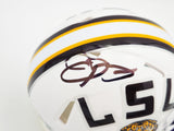 ODELL BECKHAM JR. AUTOGRAPHED LSU WHITE SPEED MINI HELMET BECKETT WITNESS 235090