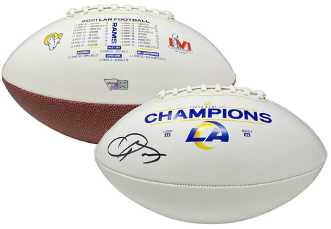 ODELL BECKHAM Jr. Autographed Rams SB LVI White Panel Football FANATICS