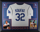 Sandy Koufax Autographed Los Angeles Dodgers Majestic Framed Jersey HOF Beckett