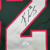 Framed Autographed/Signed Filip Gustavsson 35x39 Minnesota Green Jersey JSA COA