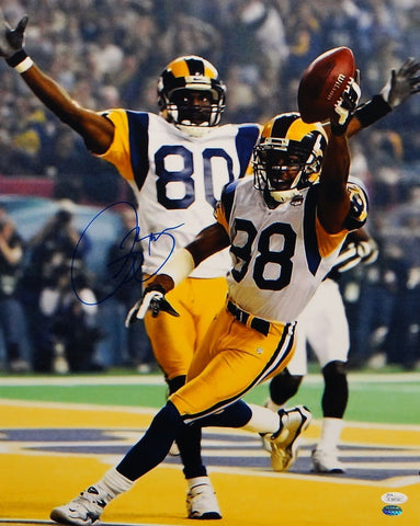 Isaac Bruce Autographed St. Louis Rams 16x20 Cheering Photo- JSA Auth