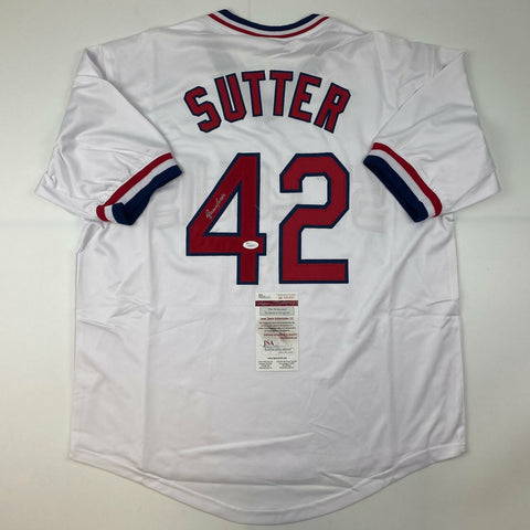 Autographed/Signed Bruce Sutter St. Louis White Baseball Jersey JSA COA