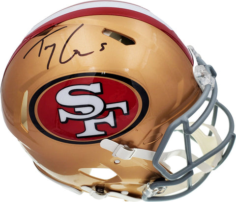 TREY LANCE AUTOGRAPHED 49ERS GOLD FULL SIZE SPEED HELMET BECKETT 194739