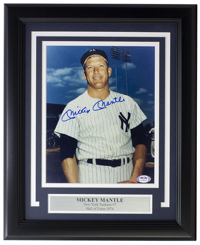 Mickey Mantle Signed Framed 8x10 New York Yankees Photo PSA LOA AJ05049