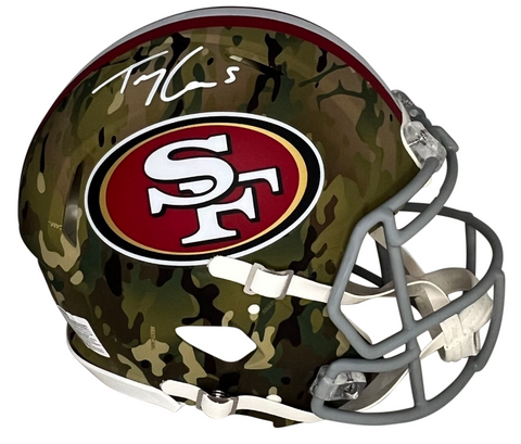 TREY LANCE SIGNED SAN FRANCISCO 49ERS CAMO AUTHENTIC SPEED HELMET BECKETT