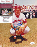 Johnny Bench Signed Cincinnati Reds 8x10 Photo (JSA COA) 2xN.L. MVP 1970 & 1972