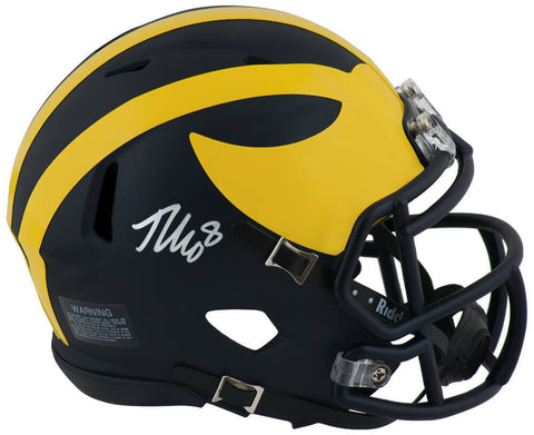 Tyler Morris Signed Michigan Wolverines Riddell Speed Mini Helmet (SCHWARTZ COA)