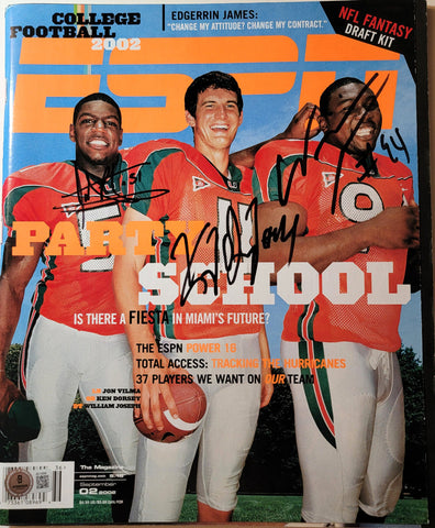 Ken Dorsey Jonathan Vilma William Joseph Signed Miami Hurricanes ESPN Magazine