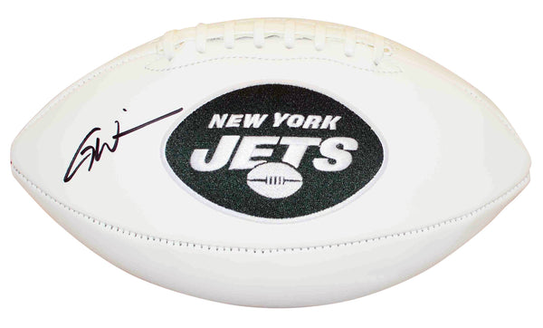 GARRETT WILSON SIGNED AUTOGRAPHED NEW YORK JETS WHITE LOGO FOOTBALL FANATICS