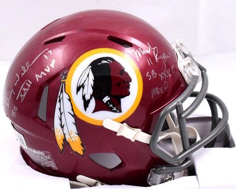 Mark Rypien Doug Williams Signed WFT Speed Mini Helmet w/SB MVP #2-BAW Holo