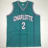 Autographed/Signed LARRY JOHNSON Charlotte Teal Basketball Jersey PSA/DNA COA