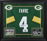 Packers Brett Favre Signed Green 1996 M&N Throwback Framed Jersey BAS Witnessed