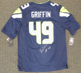 SEAHAWKS SHAQUEM GRIFFIN AUTOGRAPHED BLUE NIKE JERSEY SIZE M MCS HOLO 134401