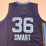 Autographed/Signed Marcus Smart Memphis Blue Basketball Jersey Beckett BAS COA