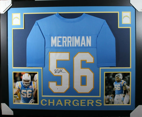 SHAWNE MERRIMAN (Chargers Lblue SKYLINE) Signed Autographed Framed Jersey Becket