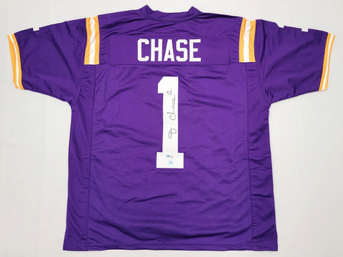 Ja'Marr Chase Autographed LSU Tigers Purple Pro Style Jersey Beckett Witnessed