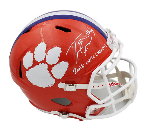 Travis Etienne Signed Clemson Tigers Speed Full Size NCAA Helmet-2018 Natl Champ