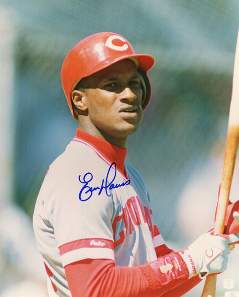 Eric Davis Signed Cincinnati Reds Bat In Hand Close Up 8x10 Photo (SCHWARTZ COA)