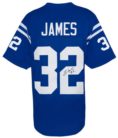 Edgerrin James (COLTS) Signed Blue Custom Football Jersey - (SCHWARTZ COA)