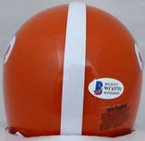 STEVE ATWATER AUTOGRAPHED BRONCOS THROWBACK ORANGE MINI HELMET BECKETT 178096