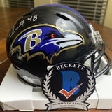 PATRICK QUEEN SIGNED AUTOGRAPHED BALTIMORE RAVENS MINI HELMET BECKETT