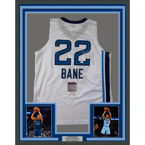 Framed Autographed/Signed Desmond Bane 33x42 Memphis White Jersey JSA COA