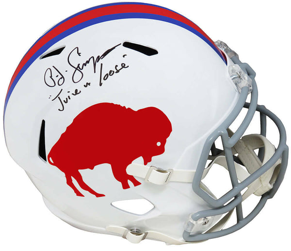 OJ Simpson Signed Bills TB Riddell FS Speed Rep Helmet w/Juice Is Loose - SS COA