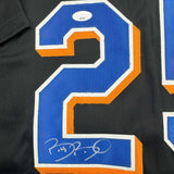 Framed Autographed/Signed Bobby Bonilla 35x39 New York Black Jersey JSA COA