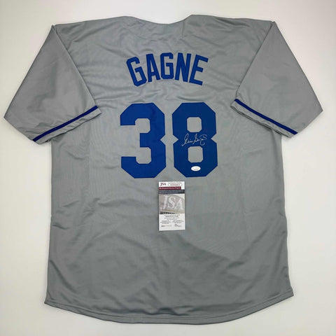 Autographed/Signed Eric Gagne Los Angeles LA Grey Baseball Jersey JSA COA