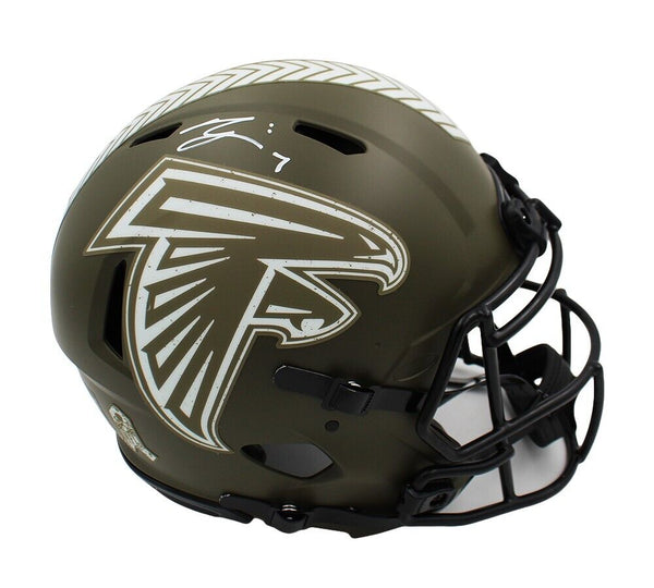 Bijan Robinson Signed Atlanta Falcons Speed Authentic Salute to Service Helmet