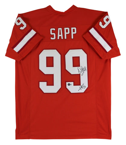 Warren Sapp "HOF 13" Signed Orange Throwback Pro Style Jersey BAS Witnessed