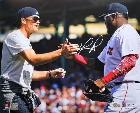 David Ortiz Signed Boston Red Sox with Tom Brady 16x20 Photo Beckett Witnessed