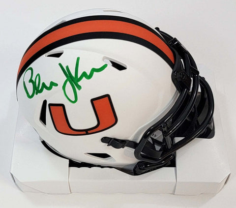 Bernie Kosar signed Miami Hurricanes Lunar Eclipse Mini Helmet Beckett Witnessed