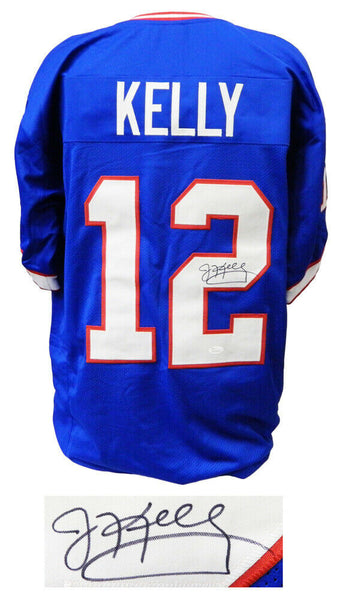 JIM KELLY Buffalo Bills Signed Blue Throwback Football Jersey - JSA Spence