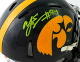 AJ Epenesa Autographed Iowa Hawkeyes Speed Mini Helmet- Beckett W *Yellow