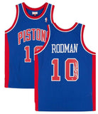 DENNIS RODMAN Autographed Detroit Pistons Blue Mitchell & Ness Jersey FANATICS