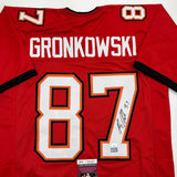 Autographed/Signed Rob Gronk Gronkowski Tampa Bay Red Football Jersey JSA COA