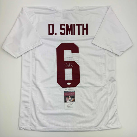 Autographed/Signed Devonta Smith Alabama White College Football Jersey JSA COA