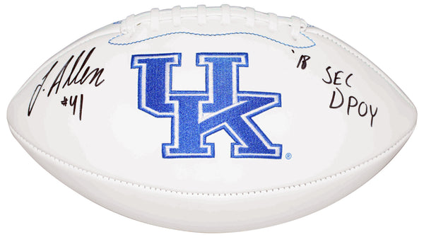 JOSH ALLEN AUTOGRAPHED KENTUCKY WILDCATS WHITE LOGO FOOTBALL W/ 18 SEC DPOY